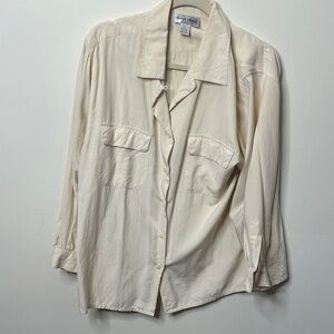 Vintage 100% Silk Button-Up Shirt in Cream